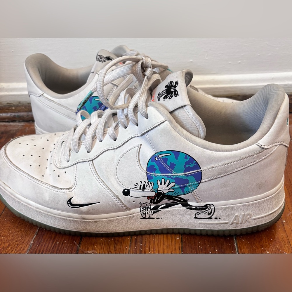 Nike Air Force 1 Flyleather Steve Harrington Earth Day Sneakers Men’s 12 White